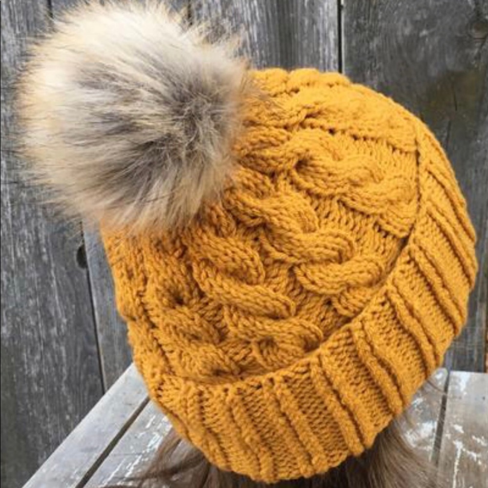 Mustard Pom Pom hat